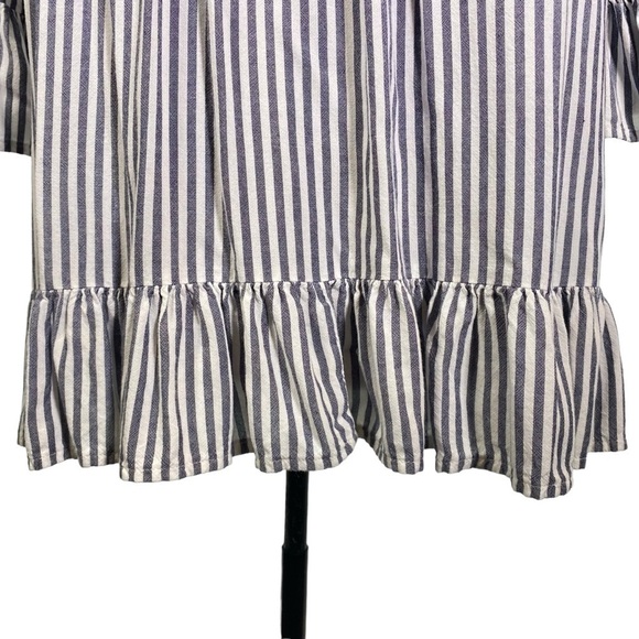 TERRA & SKY Women's plus size 2X Peplum Peasant stripe tunic top - Picture 3 of 13